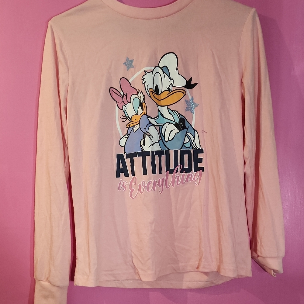 Disney Kids Light Pink Long Sleeve Tee with Donald and Daisy